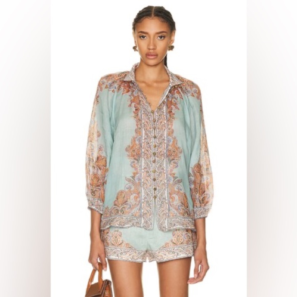 Zimmermann Devi Billow Ramie Blouse & Devi Tuck Short Set - Picture 12 of 17